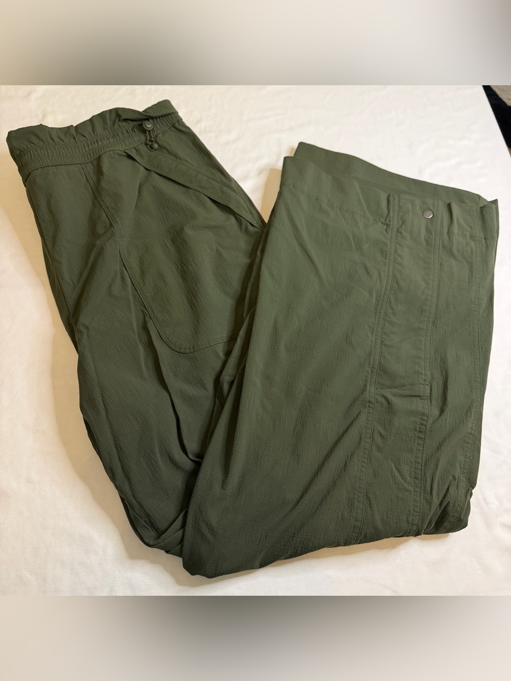 Athleta Utility Olive Green Lightweight Utility Hiking Wide Leg Pants Women’s XL